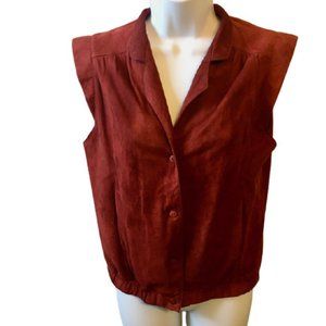 J. King Designs L.A. Vintage1990s  Vest Suede Rust Button Front Pockets 6